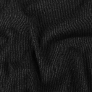Charcoal and Black Ribbed Twill Stripes Wool Coating