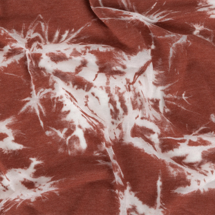 Burnt Orange and White Abstract Burnout Polyester and Cotton Jersey