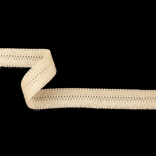 Bleached Sand Wool Foldover Braided Trim - 1.125"