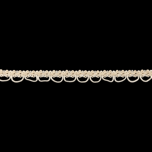 Sand Dollar and Pearled Ivory Gimp Braided Trim with Loops - 0.625"