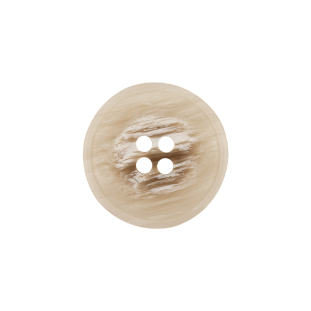 Italian Bone White, Brown and White Striated 4-Hole Plastic Button - 32L/20mm