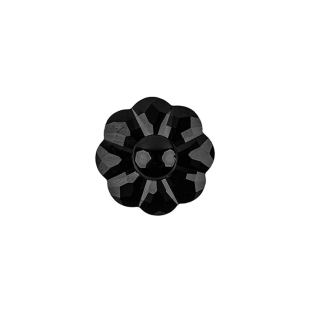 Italian Black Faceted Shank Back Flower Button - 24L/15mm