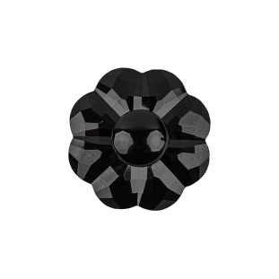 Italian Black Faceted Shank Back Flower Button - 36L/23mm