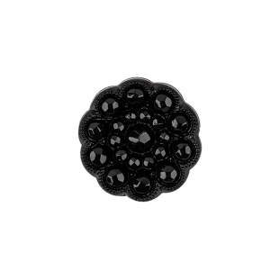 Italian Black Decorative Circles Floral Shank Back Button - 30L/19mm