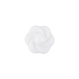 Italian White Floral and Geometric Shank Back Nylon Button - 24L/15mm