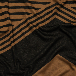 Black and Brown Chevrons and Stripes Cotton Blend Jacquard Knit Panel