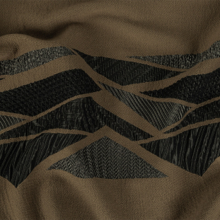 Brown and Charcoal Textured Triangles Striped Polyester Brocade Panel