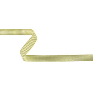 Lime and Cream Houndstooth Check Woven Ribbon - 0.625"