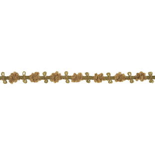 Beige and Moss Chenille Floral Trim - 0.75"