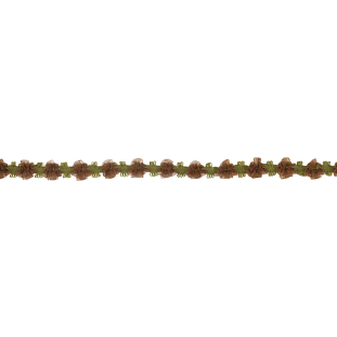 Olive and Brown Organza Ribbon Flowers Trim - 0.5"