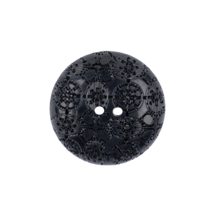 Black Rolled Rim Floral and Abstract Textured 2-Hole Button - 36L/23mm