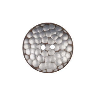 Italian Silver Iron Geometric 2-Hole Metal Saucer Button - 36L/23mm