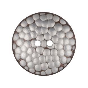 Italian Silver Iron Geometric 2-Hole Metal Saucer Button - 44L/28mm