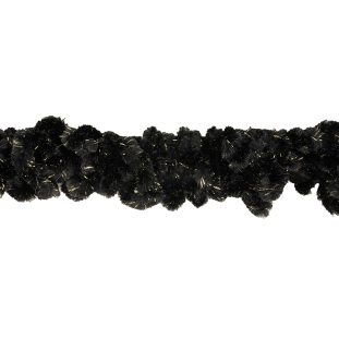 Black and Metallic Gold Chunky Chenille Looped Fringe - 2.25&quot;