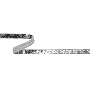 Metallic Silver Two Row Sequins Trim - 0.5"