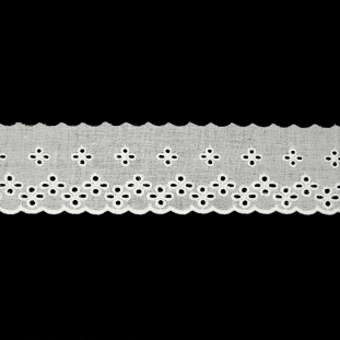 White Classical Cotton Eyelet Lace Trim with Finished Scalloped Edge - 2.25"