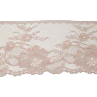 Beige and Rose Floral Lace Trimming - 4&quot;