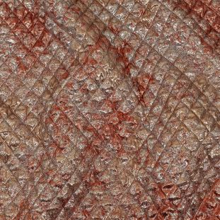 Metallic Copper, Bronze and Silver Diamond Quilted Luxury Brocade