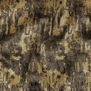 Metallic Gold and Black Abstract Luxury Plisse Brocade