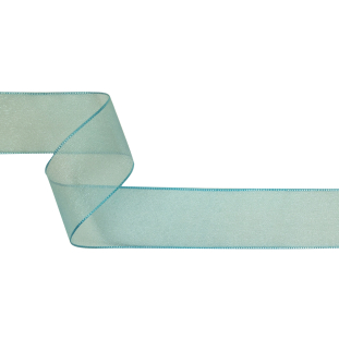 Sky Blue Shimmering Organza Ribbon with Woven Edges - 1.5"