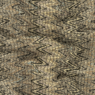 Gray, Beige and Oatmeal Zig Zag Cotton and Polyester Novelty Woven