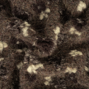 Heathered Mulch and White Little Flowers Plush Chunky Wool Knit