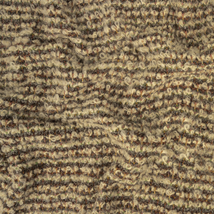 Gray, Cream and Multicolored Boucle Stripes Chunky Wool Knit