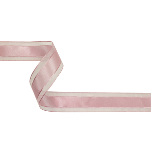 Pale Pink Woven Ribbon with Sheer Organza Borders - 1"
