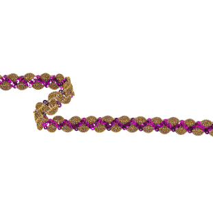 Metallic Purple and Gold Zig Zag Sequins Ric Rac Trim - 0.625&quot;