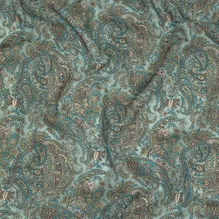 Cotton Gauze - Quarry Blue Ornate Paisley - Mood Exclusive Kaleidoscope Eyes Print