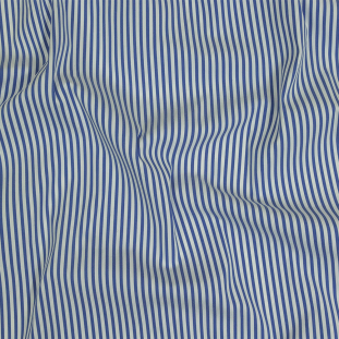 Alexander Wang Italian Blue and White Ribbed Candy Striped Stretch Cotton Dobby