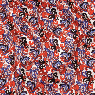Red, White and Blue Paisley Cotton Sateen