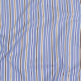 Grapemist, Raw Umber and White Halo Stripes Cotton Shirting