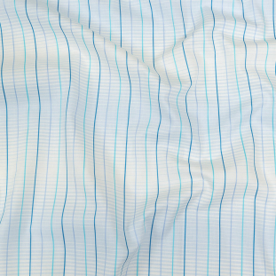 Blue, Aqua and White Gradient Pinstripes Cotton Shirting