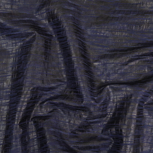 Night Sky Striped Cotton and Polyester Dobby with Gunmetal Striated Foil Topcoat