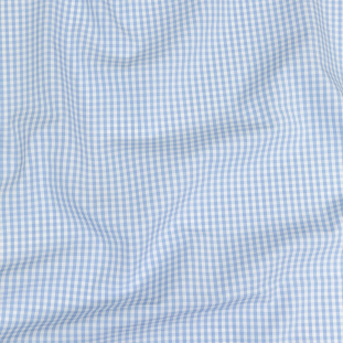 Light Blue and White Gingham Cotton Shirting