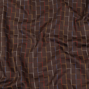 Red, Blue and Brown Bricks Cotton Jacquard