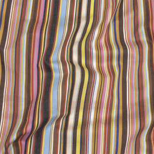 Pink, Yellow and Brown Barcode Stripe Cotton Twill
