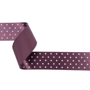 Purple and White Polka Dot Satin Ribbon - 1.5&quot;