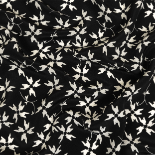 Tanya Taylor Black and White Geometric Floral Silk Crepe de Chine