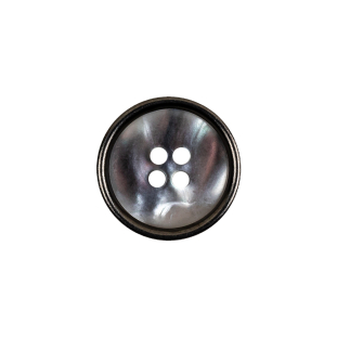 Italian Iridescent Gray 4 Hole Button with Gunmetal Rim - 28L/18mm