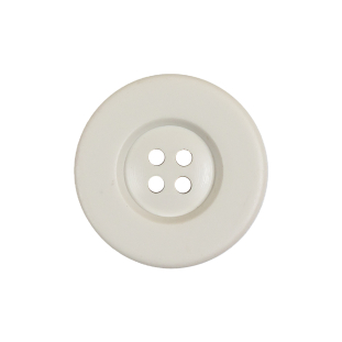 Matte White Asparagus Low Convex 4 Hole Plastic Button with Wide Rim - 38L/24mm