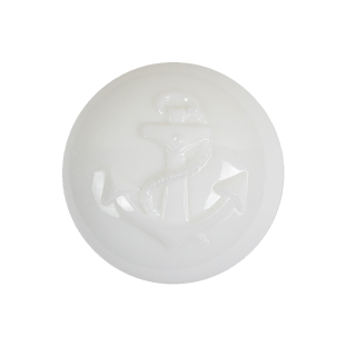 Italian White Anchor Embossed Shank Back Button - 40L/25.5mm