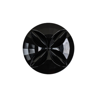 Italian Black Floral Etched Shank Back Button - 36L/23mm