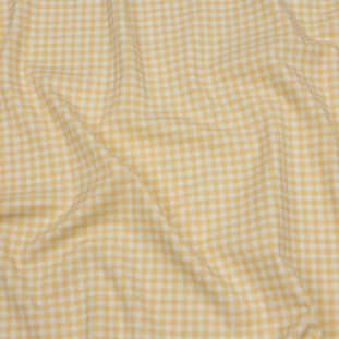 Pale Yellow and Cream Shepherd&#039;s Check Stretch Rayon Twill