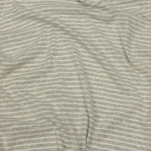 Heathered Gray and White Striped Cotton 1x1 Rib Knit