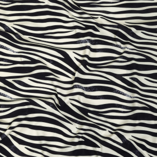 Black and Cream Zebra Stripes UV Protective Compression Swimwear Tricot with Aloe Vera Microcapsules