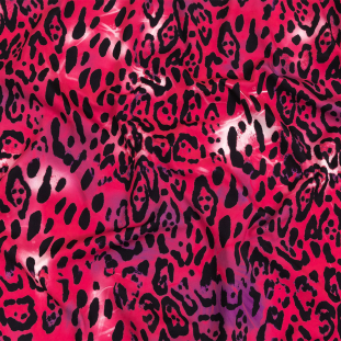 Pink and Purple Tie Dye Leopard UV Protective Compression Swimwear Tricot with Aloe Vera Microcapsules