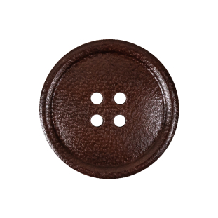Italian Brown Low Convex 4-Hole Leather Button - 40L/25.5mm