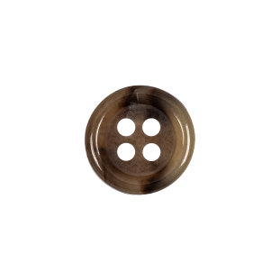 Tan and Brown Mottled Semitransparent 4-Hole Rolled Rim Plastic Button - 24L/15mm